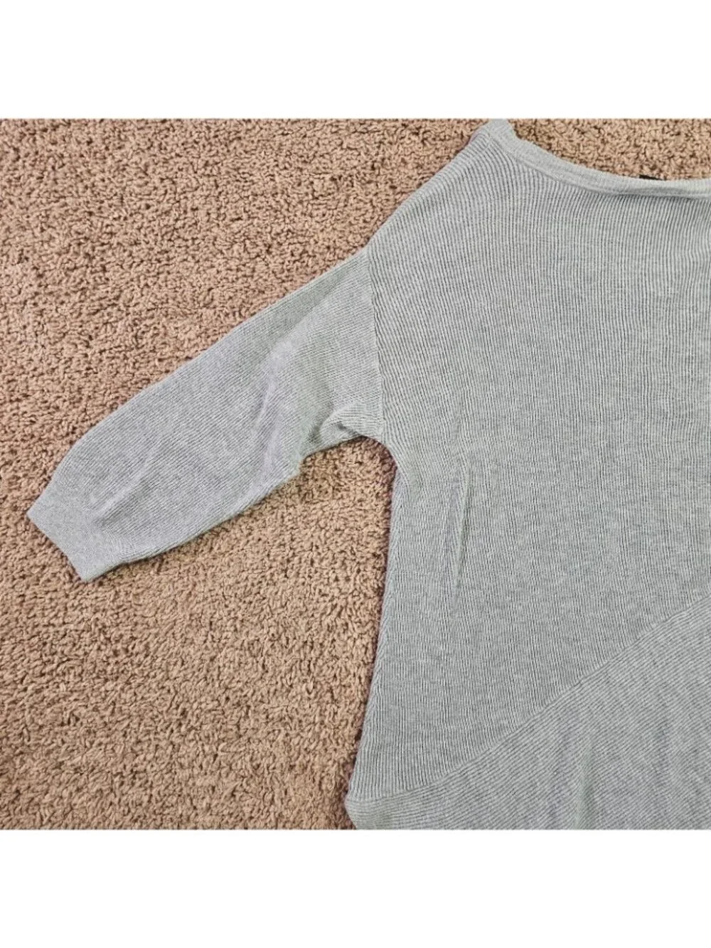 Lane Bryant Pullover Top Womens 14/16 Gray Ribbed Asymmetrical Hem 3/4 Sleeve - Picture 10 of 11
